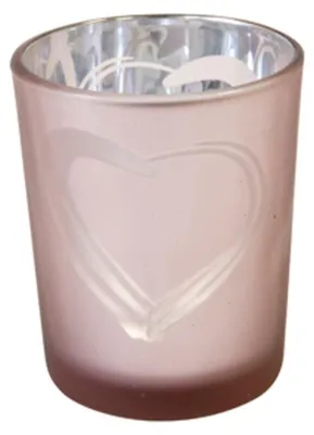 Produktbild von Windlicht aus Glas Herz Roségold 6,8 x 5,8 cm Hochzeitsdeko - Einheitsgröße