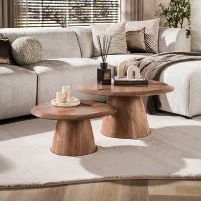 Produktbild von Couchtisch Rona Set aus 2 / Massiv Akazie braun