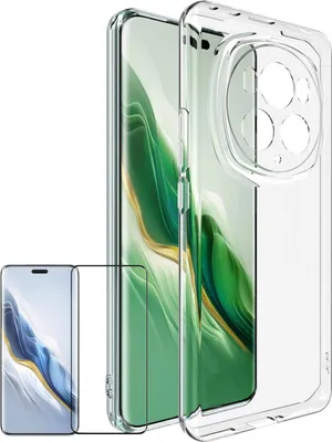 Produktbild von Für Honor Magic 6 Pro Silikon TPU Case Transparent + Curved H9 Glas Panzer Folie Handy Hülle Schutz