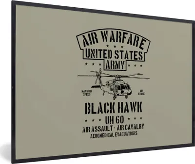 Produktbild von MuchoWow® MuchoWow® Gerahmtes Poster Mancave - Hubschrauber - Amerika - Vintage 90x60 cm - Poster mit zchwarzem Bilderrahmen - Fotorahmen - Foto-Plakat