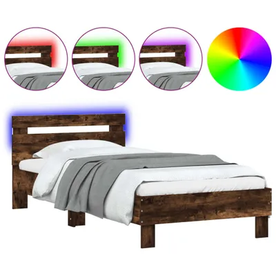 Obrázok produktu pre vidaXL Rám postele s čelom a LED osvetlením, údený dub 90x190cm