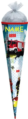 Produktbild von Schultüte Feuerwehr 70 Cm Incl. Namen Mit Holzspitze Und Filzabschluß -