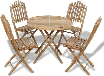 Produktbild von 5-tlg. Garten-Essgruppe Klappbar Bambus