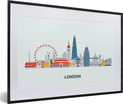 Produktbild von MuchoWow® MuchoWow® Gerahmtes Poster London - England - Skyline 60x40 cm - Poster mit zchwarzem Bilderrahmen - Schlafzimmer - Plakat in Rahmen - Drucken