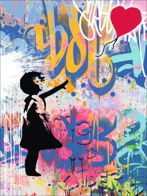 Produktbild von Leinwandbild Graffiti Red Balloon 57x77 cm