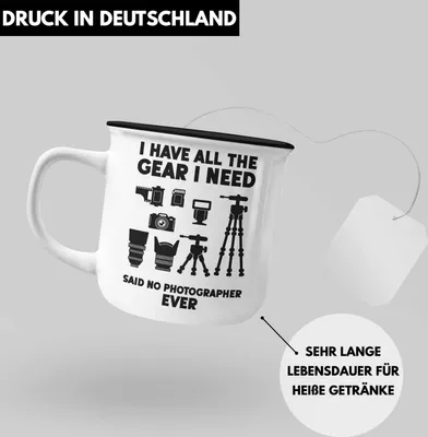 Produktbild von Trendation - Fotografie Emaille Tasse Zubehör Lustig Fotograf Geschenk Fotografieren Emaille Emaille Tasse Geschenkideen Grafik Insider Focus (Schwarz)