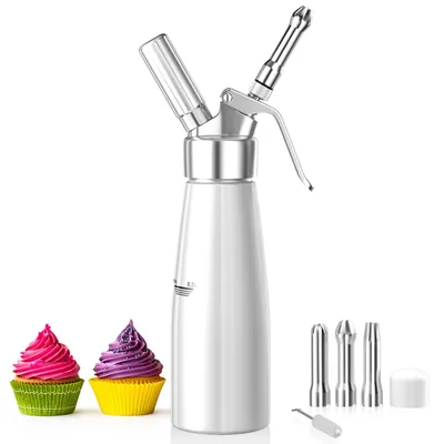 Sahnespender 500 ml, Aluminium, 3 Düsen, inkl. Reinigungsbürste
