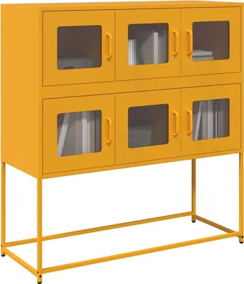 Zdjęcie produktu dla vidaXL Kredens żółty musztardowy 100,5x39x107 cm Stal walcowana na zimno