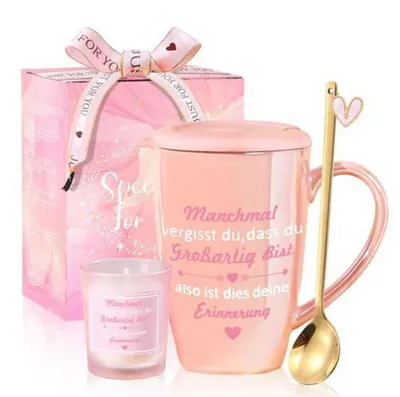 Productafbeelding van Koffiemok, keramiek, roze, "Je bent geweldig", 460 ml, cadeau voor vrouwen