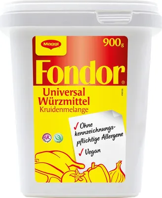 A white plastic tub of Maggi Fondor seasoning.