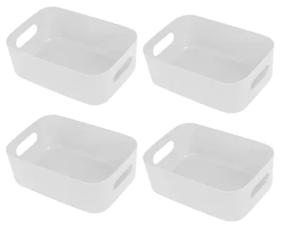 Produktbild von Set mit 4 Aufbewahrungsboxen, Kunststoffboxen für den Haushalt, praktische Aufbewahrungskisten/Körbe für Kleiderschrank, Küche, Badezimmer, 15,5 x 11 x 5,5 cm