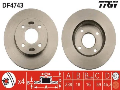 Produktbild von TRW Bremsscheiben (2 Stück) Vorderachse DF4743