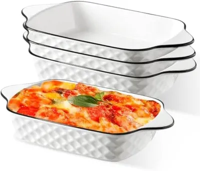 Produktbild von PromoHome® Set von 4 Keramik-Auflaufförmchen mit Griffen – Für Ofen, Mikrowelle und Heißluftfritteuse