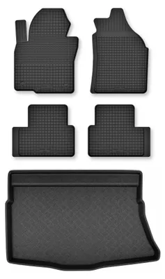 Produktbild von Gummimatten + Kofferraumwanne für Kia Ceed II 2012-2018 (Schrägheck) – Schwarz, Semi-Universal, angepasst – Wielganizator Semi-Universal