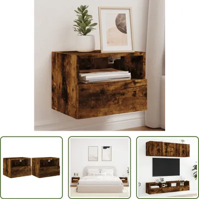 Produktbild von The Living Store TV-Wandschränke 2 Stk. Räuchereiche 40x30x30 cm Holzwerkstoff