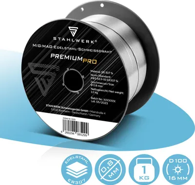 Produktbild von STAHLWERK Schweißdraht MIG MAG Edelstahl ER 307 Si 0,8 mm 1 kg Drahtrolle