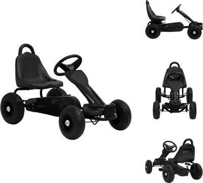 Zdjęcie produktu dla vidaXL Gokart na pedały z oponami pneumatycznymi czarny - Chodzik i zjeżdżalnia dla dzieci oraz pojazdy na pedały