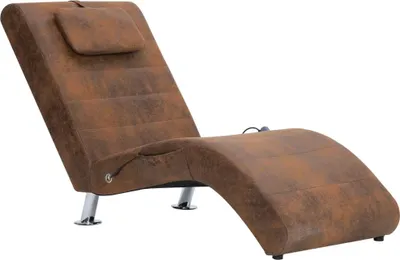 Produktbild von vidaXL Massage Chaiselongue mit Kissen Braun Wildleder-Optik