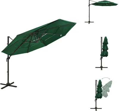 Produktbild von vidaXL Sonnenschirm mit Aluminium-Mast 4-lagig Grün 3x3 m - Sonnenschirme & Sonnenschutze
