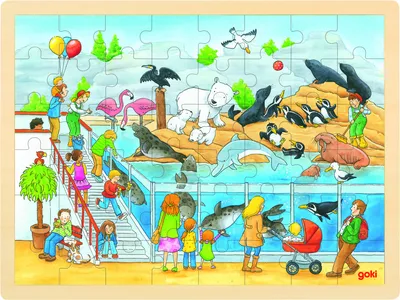 Produktbild von goki Einlegepuzzle 48T Zoo-Ausflug Holz 40x30cm