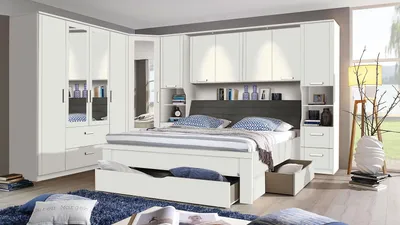 Produktbild von Schlafzimmer Set Lindau Kleiderschrank Bett weiß Spiegel