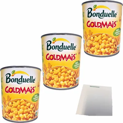 Produktbild von Bonduelle Goldmais 3er Pack (3x600g Dose) + usy Block