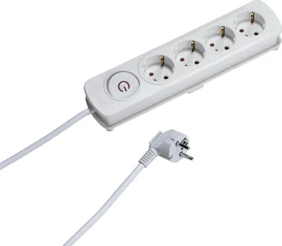 Produktbild von ViVanco™Steckdosenleiste Steckdosenleiste mit 4 Schuko-Anschlüssen Weiss, 4 m, Drinnen, Typ F, Abgewinkelt, Weiß, 4 AC-Ausgänge