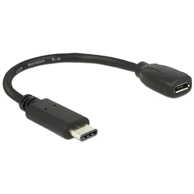 Produktbild von Delock - USB-Adapter - 24 pin USB-C (M) zu Micro-USB Typ B (W) - USB 3.1 - 15 cm - Schwarz