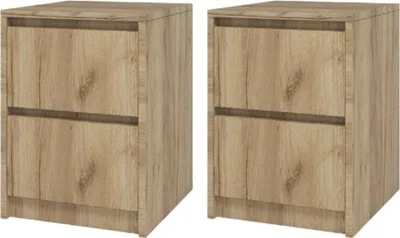 Zdjęcie produktu dla Szafki nocne 2 sztuki loft 2 szuflady stoliki nocne owoczesne Dąb Craft Złoty