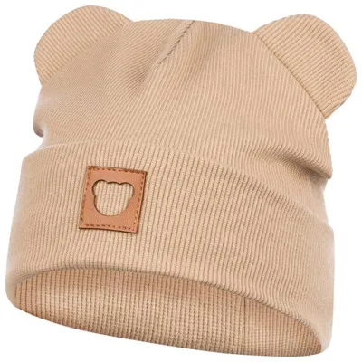 Produktbild von Mütze Übergangsmütze Junge Mädchen Beanie Ohren gerippt, Gr. 50-52, Beige