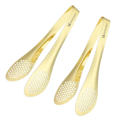 2er-Pack Buffetzangen, vergoldet, Edelstahl, 17,5 cm
