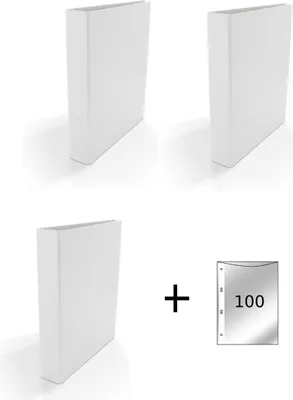 Produktbild von 3x Ringbuch / DIN A5 / 4-Ring Ordner / Farbe: weiß + 100 Prospekthüllen