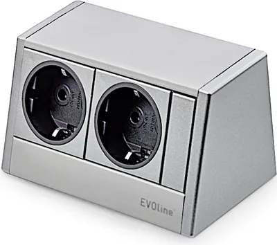 Produktbild von EVOline® R-Dock Aluminium SILBER mit 2 x VDE Steckdosen / Steckdoseneinheit / Steckdosen