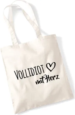 Produktbild von Huuraa Jutebeutel Vollidiot mit Herz 10 Liter Natural Baumwolle Tasche Geschenkidee