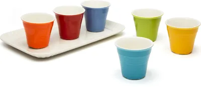 Obrázek produktu pro Sada 6 šálků na espresso Excelsa s podnosem, porcelán Coffee Color, 7,5 cl, barevné