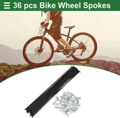 Image de Rayons De Vélo Universels Pour Roue De Vélo 14G 295Mm En Acier Au Carbone Noir 1 Ensemble