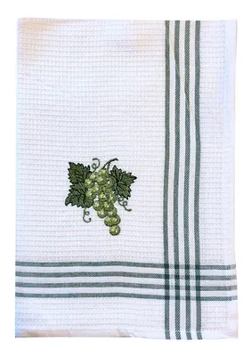 Produktbild von Geschirrtuch, 100% Baumwolle, bestickt 50x70cm Grüne Traube