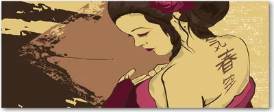 Produktbild von Tulup® Glas-Bild Wandbild aus Glas - 125x50 - Wandkunst - Wandbild hinter gehärtetem Sicherheitsglas - Dekorative Wand für Küche & Wohnzimmer  - Kunst: modern & klassisch - Geisha - Mehrfarbig