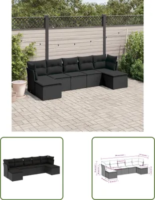 Produktbild von The Living Store 7-tlg. Garten-Sofagarnitur mit Kissen Schwarz Poly Rattan