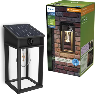 Produktbild von Philips Wandleuchten Geri EU,, Schwarz, Metall, Kunststoff, IP44, III, Modern, Garten, Terrasse