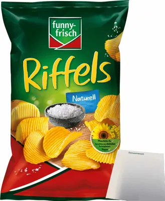 Produktbild von Funny-Frisch Riffels Naturell Kartoffelchips (1x150g Packung) + usy Block