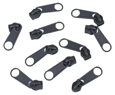 10 Reißverschluss Zipper für Endlosreißverschluss, 3mm, anthrazit