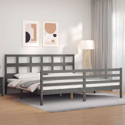 Produktbild von Massivholzbett mit Kopfteil Grau 200x200 cm , Klassische Betten Design 2024