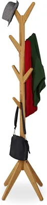Obrázok produktu pre Stojaci stojan na oblečenie – stojan na 8 kabátov – 181,5 x 53 x 53 cm – stojaca šatňová skriňa – prírodná farba