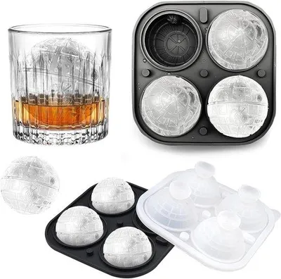 Produktbild von Eiswürfelform für große Eiswürfel und runde Eisbälle - BPA-frei - 3D Kugelform - Whiskey und Saft - Schwarz - 4,3 x 6,5 cm.