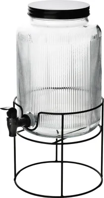 Produktbild von Getränkespender Glas Modern Kitchen mit Zapfhahn & Metallständer 5,2 L Transparent 1 Stück