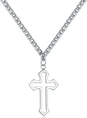 Produktbild von Moderne Tubular Cross Halskette aus Silber – Trendiger Schmuck für jedes Outfit KP27554