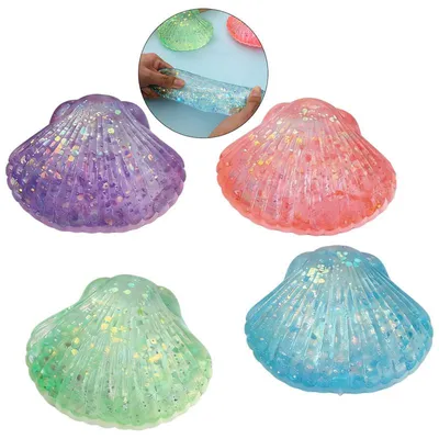 Produktbild von 4 Stück Muschel Squishy Slow Rising, Quetschspielzeug, Anti Stress Knautschspielzeug, Weiche Stressabbau Spielzeug für Kinder & Erwachsene
