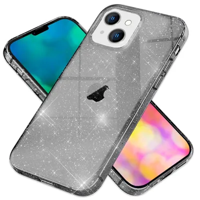Immagine prodotto di Per iPhone 14 Plus Custodia Glitter Telefono Mobile Custodia trasparente Glitter Cover Case Nero