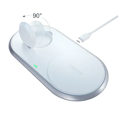 Obrázek produktu pro Bezdrátová nabíječka Choetech 2 v 1 Qi pro smartphony / Apple Watch se stojánkem (MFI) USB typu C bílá (T317)